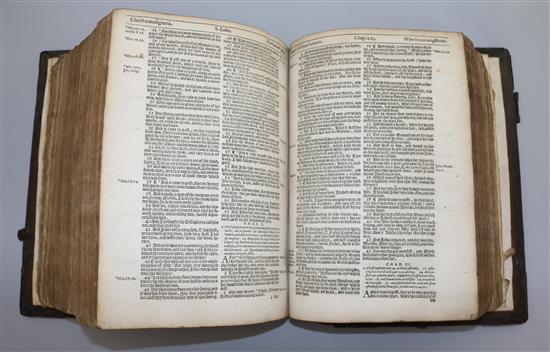 A King James I bible 1613-18, imprinted at London by Robert Barker, quarto, some losses